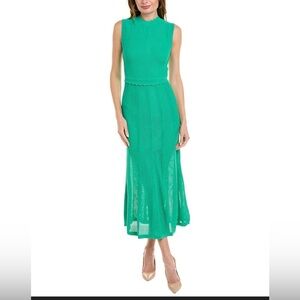 The Kooples  Women’s Size XS /0 Green Perforated Bodice Ribbed Knit Maxi Dress